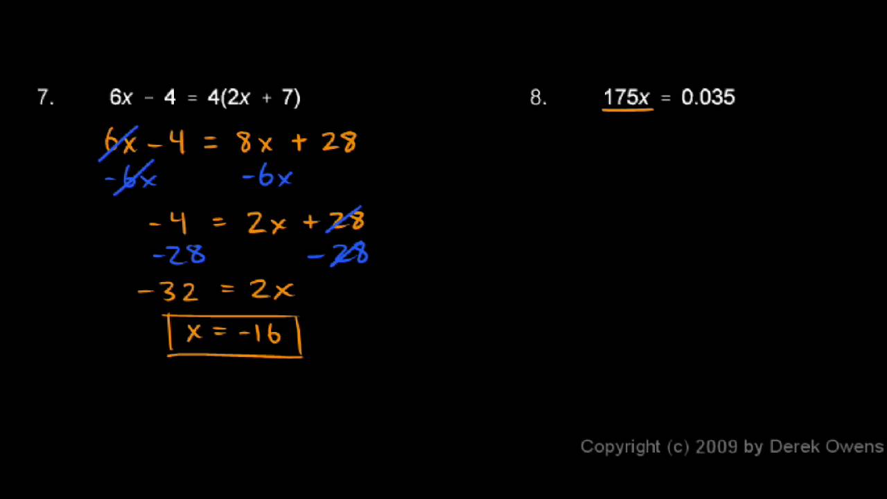 Algebra Review 2.4 - Solving Equations