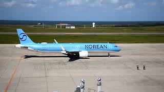 大韓航空 エアバスA321neo 新潟空港離陸