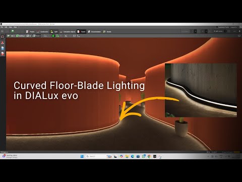 Curved Floor-Blade Lighting in DIALux evo