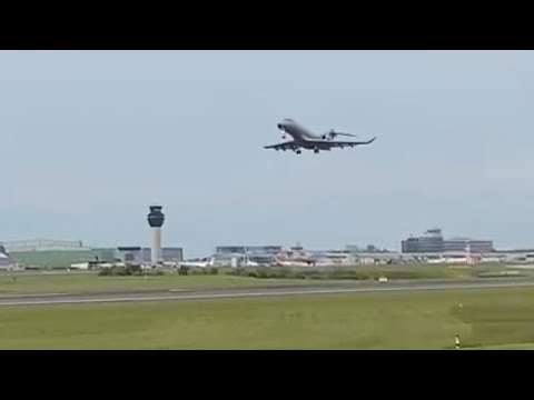 Bombardier Challenger 350 vistajet takeoff From manchester airport