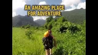 preview picture of video 'Laos Vang Vieng Challenge (Zipline, Waterfall) GoPro 2014'