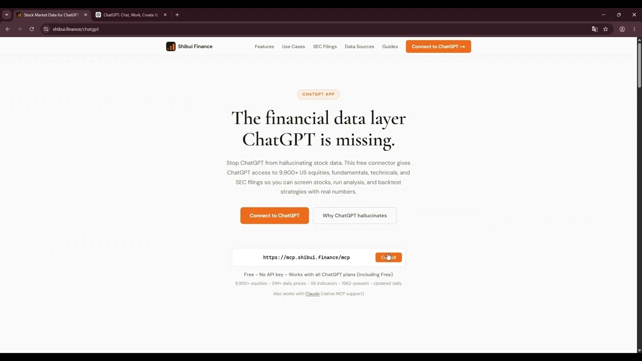 How to Connect ChatGPT to Shibui Finance