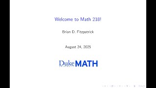 Welcome to Math 218! (Fall 2025)