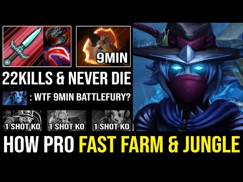 How to Crazy Fast Farming & Jungle Like Pro Phantom Assassin with 9Min Battlefury DotA 2