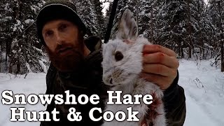 Catch n Cook Clean Snowshoe Hare! | EPIC Cooking Over Open Fire!!! | Survival Foods
