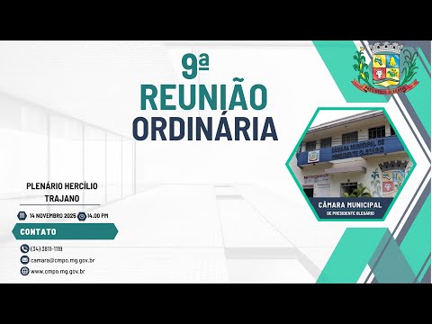 9ª Reunião Ordinária de 2025 da Câmara Municipal de Presidente Olegário/MG.