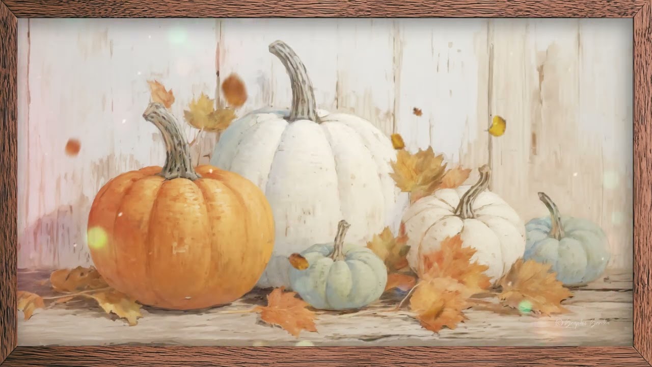 🍂 Autumn Pumpkins & Falling Leaves | Rustic Farmhouse Porch with Chill Lofi 4K