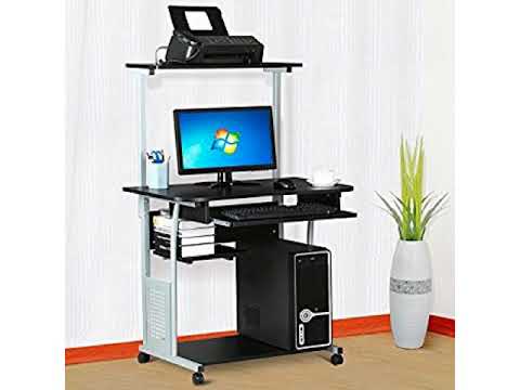Computer desk with printer shelf