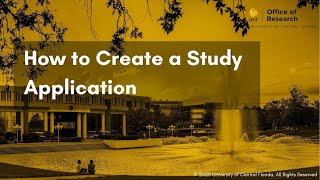 UCF IRB | How to Create a Study Application