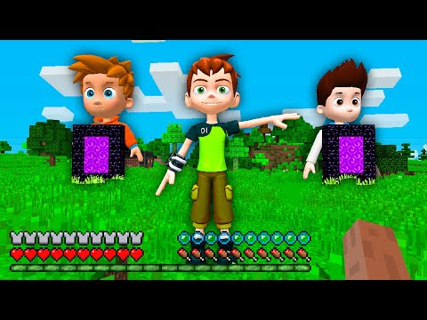BEN 10 chooses WHO TO SAVE PORTAL PAW PATROL RYDER or ALEX in MINECRAFT - Gameplay