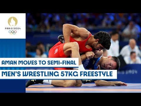 🇮🇳 Aman secures semi-final spot in men's wrestling freestyle 57kg | Paris 2024 highlights