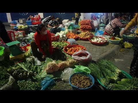 Early Morning Vegetables Street Food Along National Road 1 - Morning Vegetables Market Scene