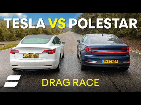 Tesla Model 3 Vs Polestar 2: DRAG RACE (And In REVERSE GEAR) 4K