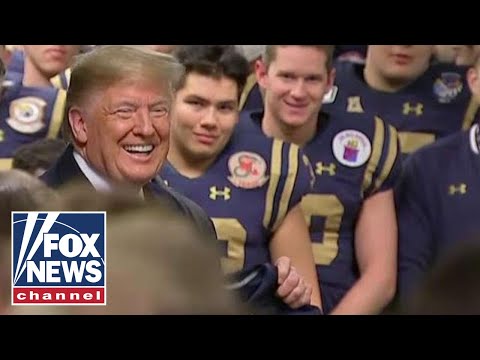 Trump gives a brief speech to the Navy locker room Trump gives a brief speech to the Navy locker room