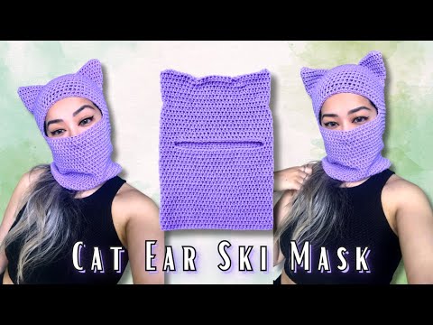 Easy Crochet Ski Mask Balaclava with Cat Ears