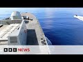 On board Royal Navy ship as it faces Houthi attacks | BBC News