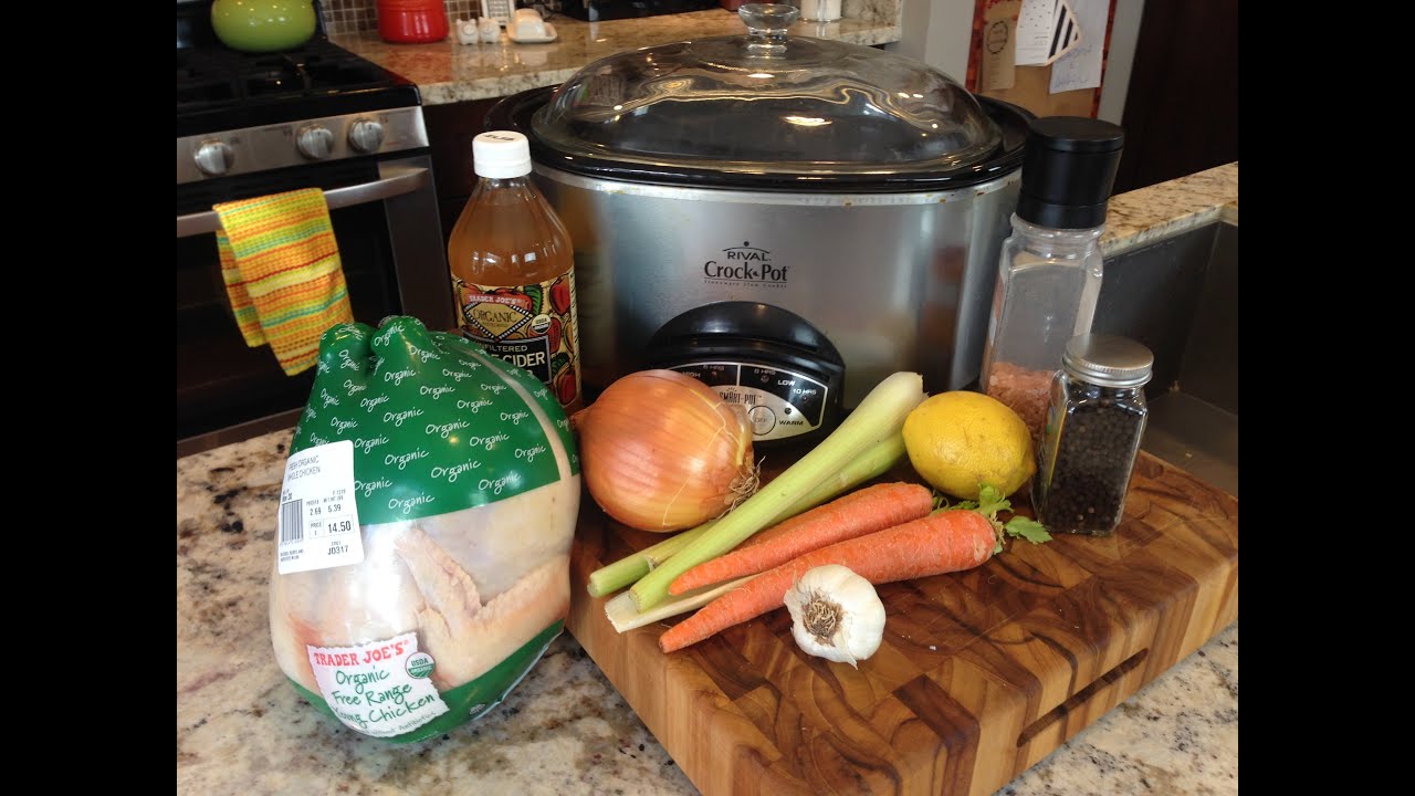 Slow Cooker Whole Chicken and Bone Broth Recipe