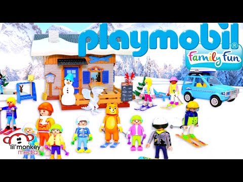 Playmobil Family Fun Collection Build & Play - Ski Lodge, Snow Fort, Snowboarder, Skiers and More!
