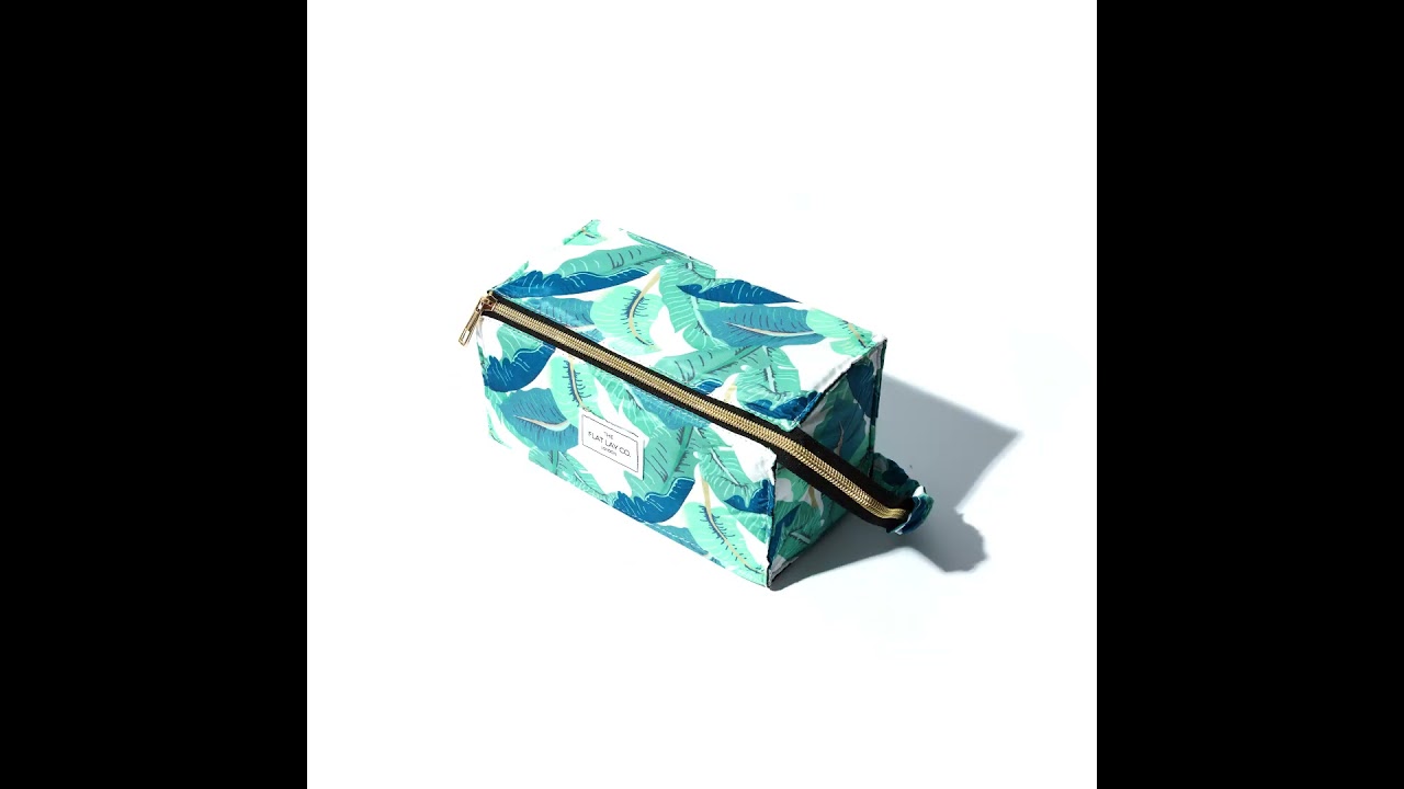 The Flat Lay Co. - Open Flat Makeup Box Bag in Tropical Leaves