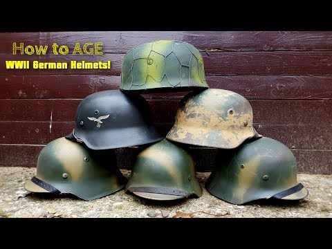 WW2 German Helmet - HOW to AGE! Camouflage and Aging - HOW to add chicken wire on your Helmet!