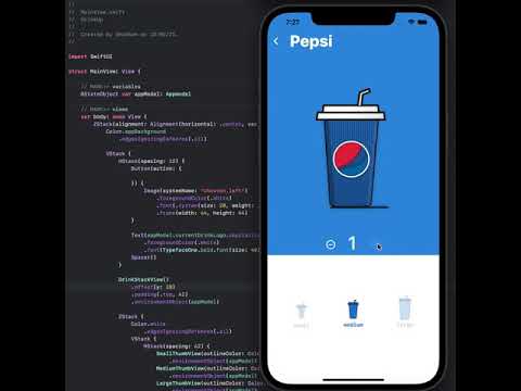 Animated Drinks Ordering app User Interface created using SwiftUI