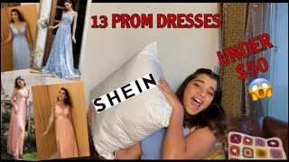 TRYING ON 13 CHEAP PROM DRESSES FROM SHEIN under $50 \ HUGE prom dresses try on haul 2021