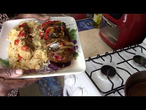 Homemade Salisbury Steak With Peppers, Onions, Gravy and Rice Recipe