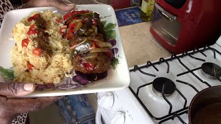 Homemade Salisbury Steak With Peppers, Onions, Gravy and Rice Recipe