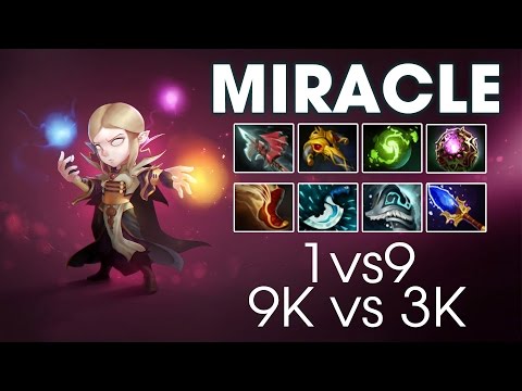 Dota 2 Miracle- [Invoker] - 9000 MMR vs 3000 MMR - 1vs9 Match