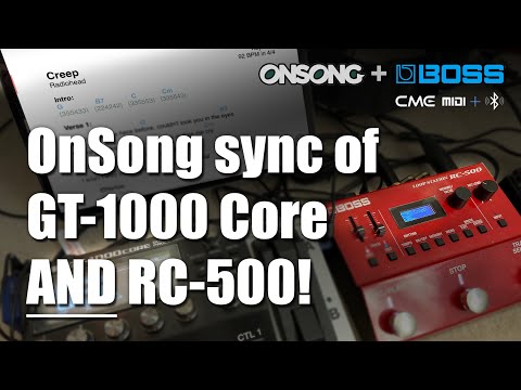 Midi control of Boss GT-1000 Core & RC500 via OnSong on iPad