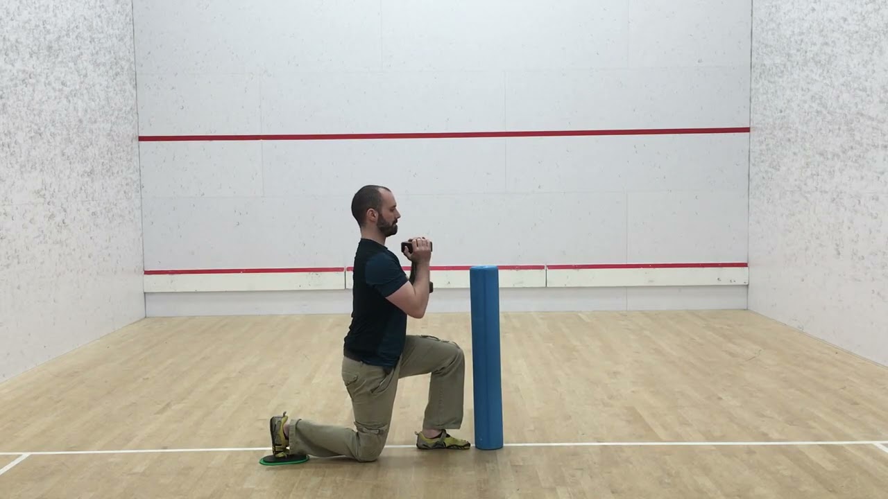 Goblet Sliding Reverse Lunge + Foam Roll (Side View)