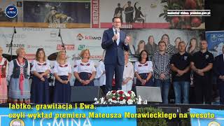 Premier Mateusz Morawiecki i wykład o Ewie, grawitacji i… trzebnickich jabłkach