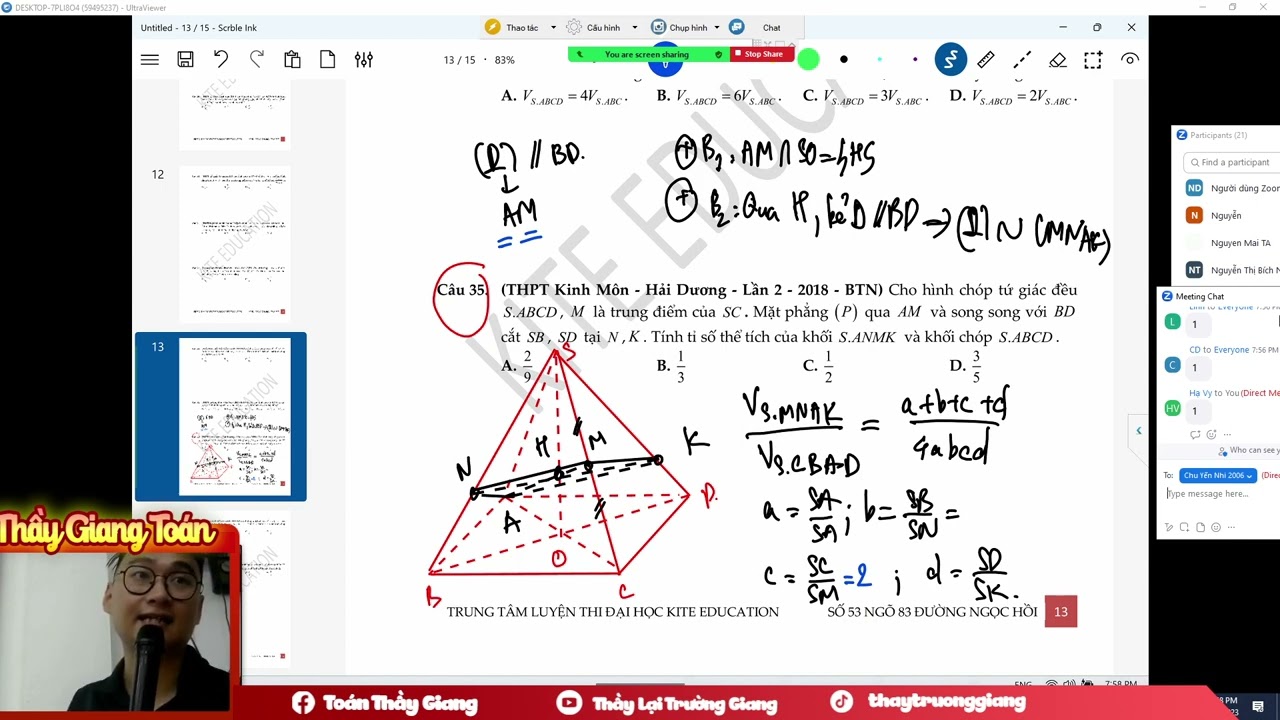 TỶ LỆ THỂ TÍCH KHỐI CHÓP TỨ GIÁC BUỔI 2