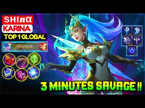 3 Minutes SAVAGE !! [ Top 1 Global Karina ] ѕнιnα - Mobile Legends