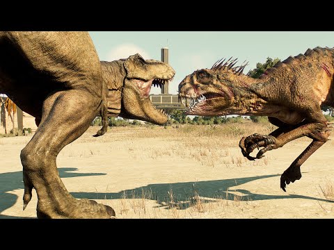 TYRANNOSAURUS REX 2022 vs ALL CARNIVORE DINOSAURS MAX EGG - Jurassic World Evolution 2