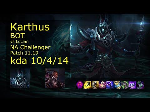Karthus Bot vs Lucian - NA Challenger 10/4/14 Patch 11.19 Gameplay