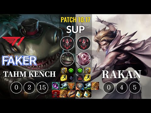 T1 Faker Tahm Kench vs Rakan Sup - KR Patch 10.17
