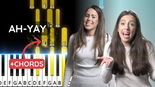 אה-יאי מאת שינדי פלוצקר וברצ'ה ג'אפה. מדריך קל לפסנתר עם אקורדים.