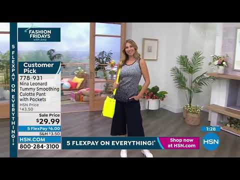 Nina Leonard Tummy Smoothing Culotte Pant with Pockets