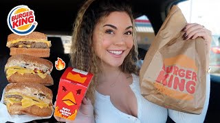 Trying NEW Fast Food Items! BK Spicy Chicken Fries & 3 Saucy Melts!