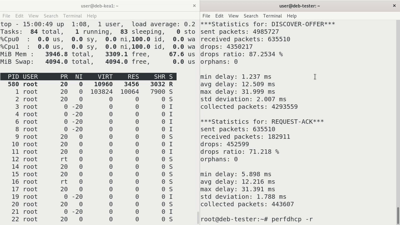 Kea DHCP4 Basic Performance Testing