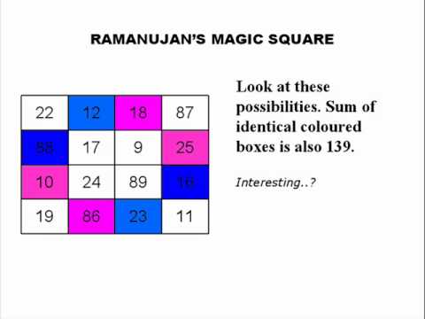 Ramanujan Magic Square Video