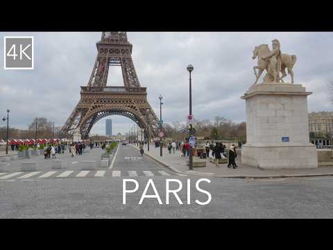 Paris France 4K Driving Tour - Eiffel Tower, Champs-Élysées, City Drive
