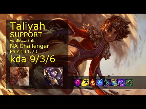 Taliyah Support vs Blitzcrank - NA Challenger 9/3/6 Patch 11.20 Gameplay