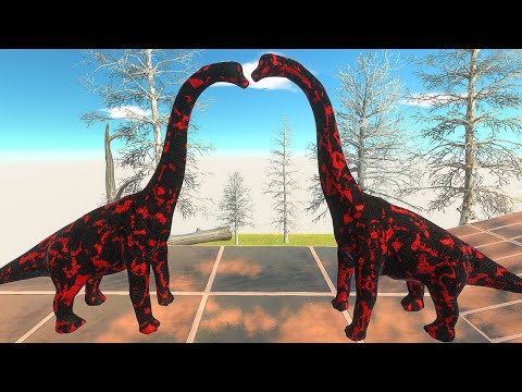 LAVA BLACK BRACHIOSAURUS CEMETERY DEATH RUN - Animal Revolt Battle Simulator