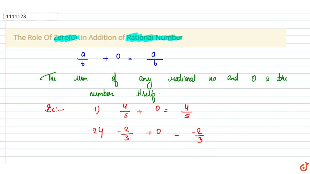 The Role Of Zero(0) in Addition of Rational Number