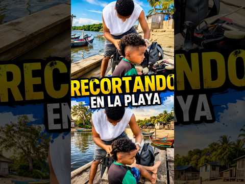 Recortando en la playa de mi pueblo (Riosucio chocó) 💈🇬🇦 #barbershop #playa #choco
