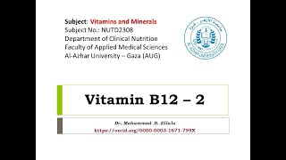 NUTD2308: Vitamin B12 – 2