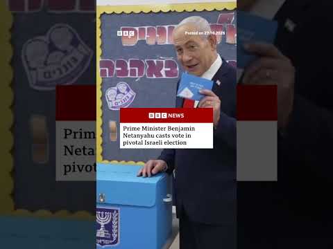 Prime Minister Benjamin Netanyahu casts vote in pivotal Israeli election. #Israel #BBCNews