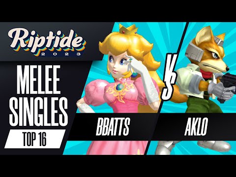 Bbatts (Peach) vs Aklo (Fox) - Melee Singles Top 16 - Riptide 2023